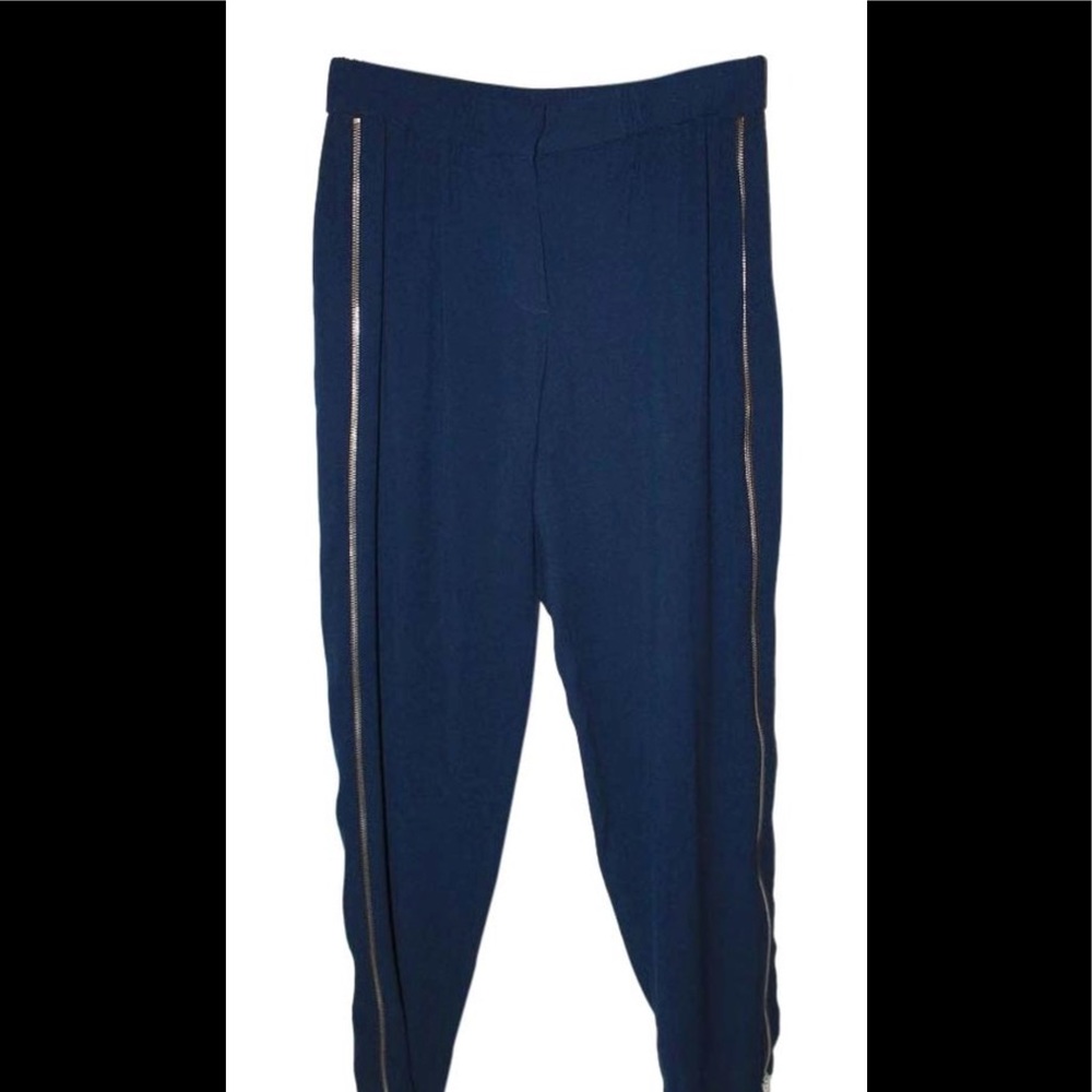 Zara relaxed skinny zipper drop-waist trousers